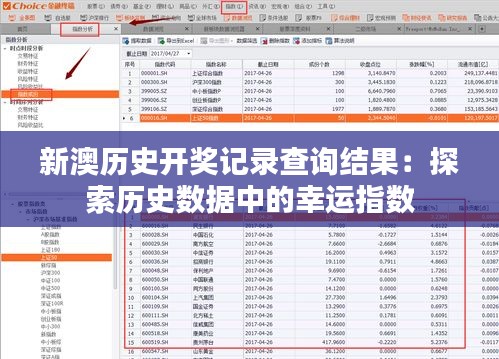 新澳历史开奖记录查询结果:探索历史数据中的幸运指数