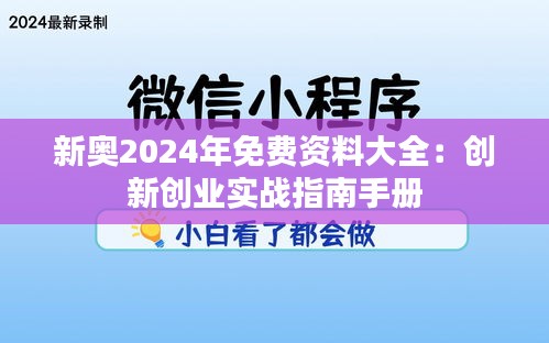 新奥2024年免费资料大全:创新创业实战指南手册