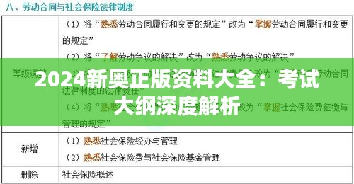2024新奥正版资料大全:考试大纲深度解析