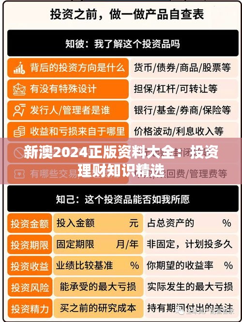 新澳2024正版资料大全:投资理财知识精选