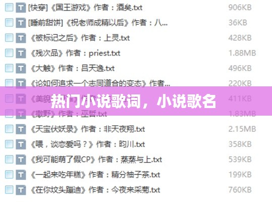 热门小说歌词,小说歌名