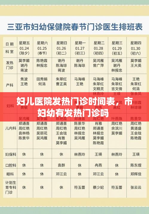 妇儿医院发热门诊时间表,市妇幼有发热门诊吗