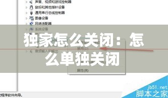 独家怎么关闭:怎么单独关闭