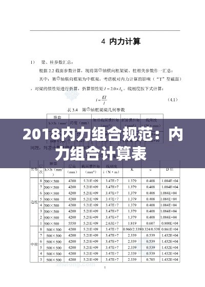 2018内力组合规范:内力组合计算表
