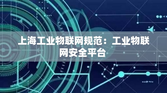 上海工业物联网规范:工业物联网安全平台