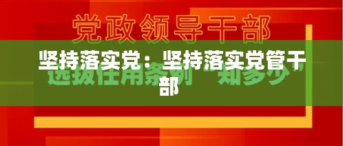 坚持落实党:坚持落实党管干部