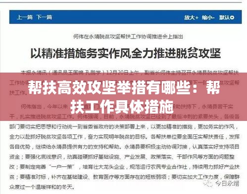帮扶高效攻坚举措有哪些:帮扶工作具体措施