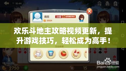 欢乐斗地主攻略视频更新,提升游戏技巧,轻松成为高手!