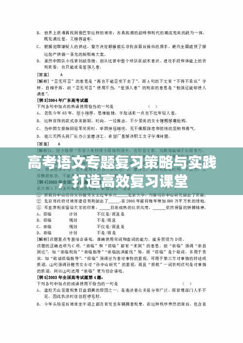 高考语文专题复习策略与实践,打造高效复习课堂