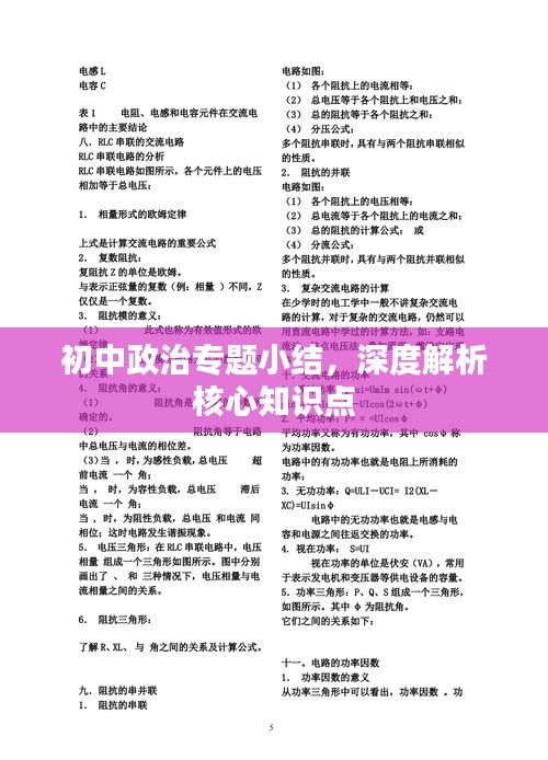 初中政治专题小结,深度解析核心知识点