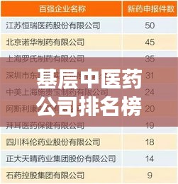 基层中医药公司排名榜揭晓,探寻中医药行业的佼佼者