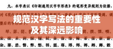规范汉字写法的重要性及其深远影响